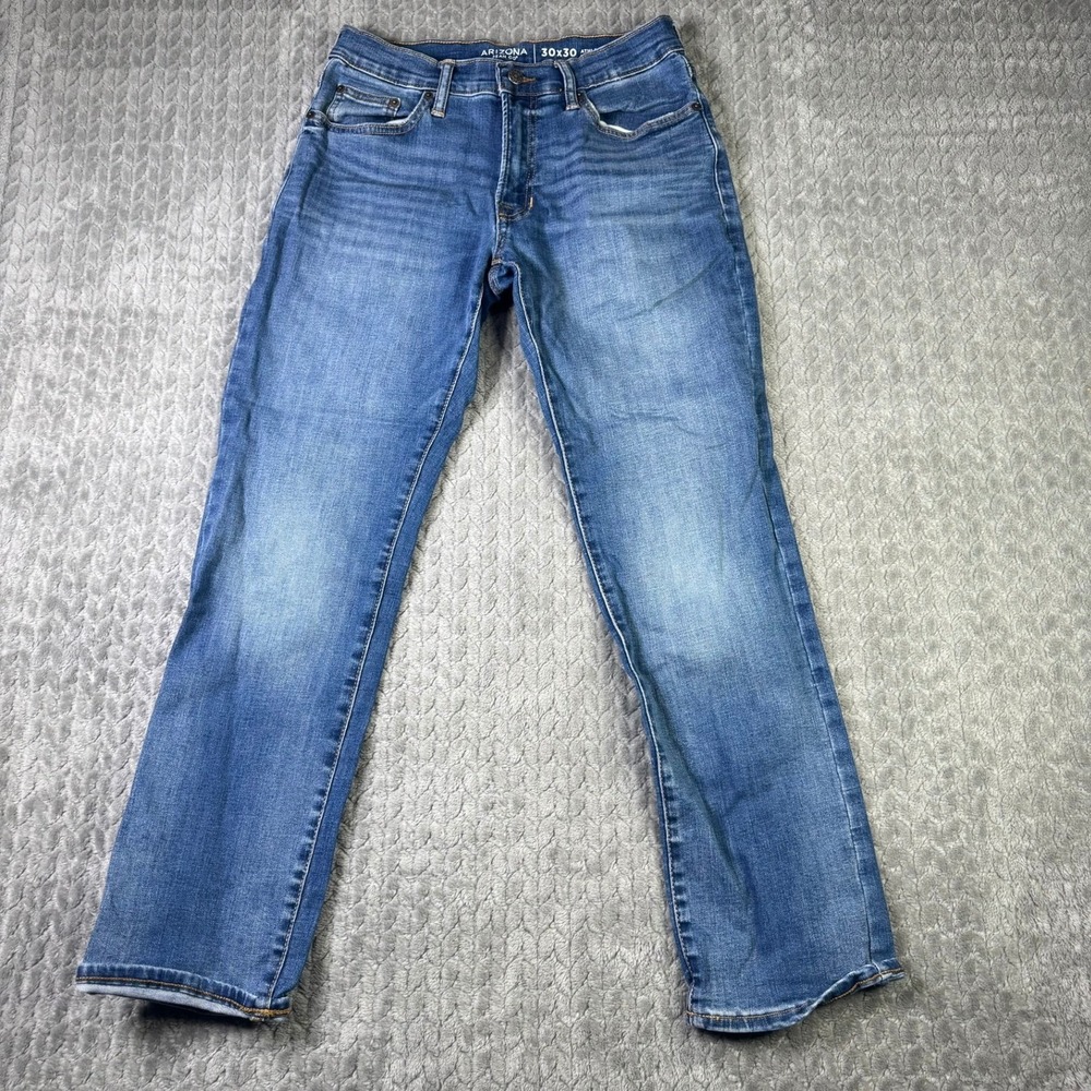Arizona Jean Co Mens Athletic Taper Jeans 30x30 Medium Wash Blue Denim Pants